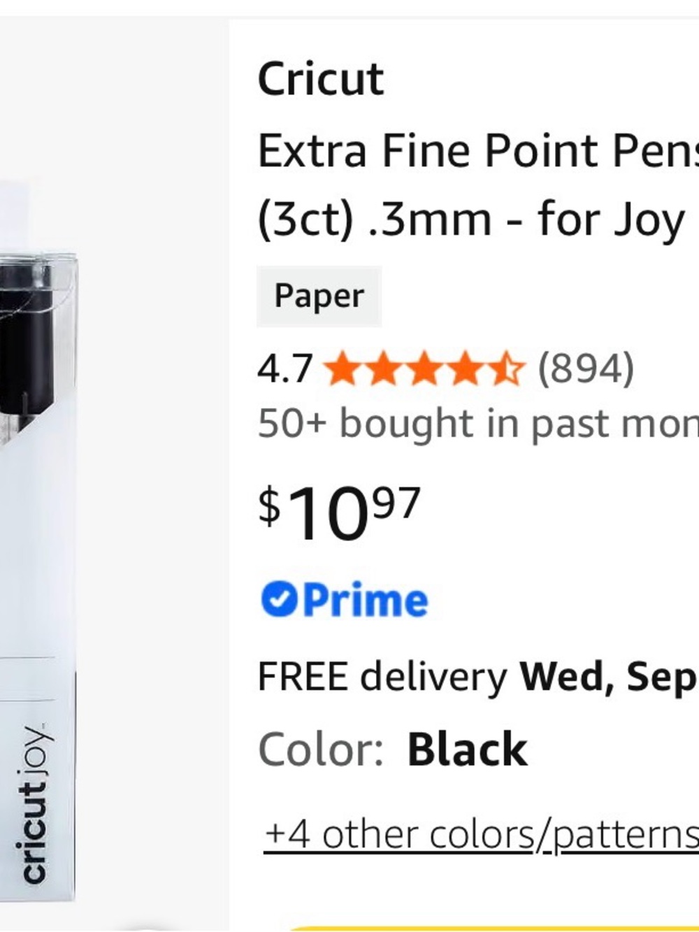 Cricut Extra Fine Point Pens - Black (3ct)